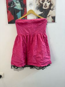 LUXURY Pink Strapless Tulle Hem Dress