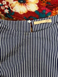Striped Tie-Front Sleeveless Top