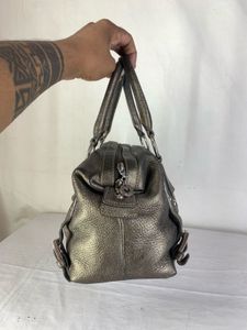 Mila Schon Metallic Bronze Leather Shoulder bag