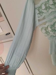 party wear Mint Lace Detail Blouse