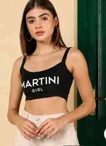 Shein Spaghetti Strap Typographic Chest PrintCrop