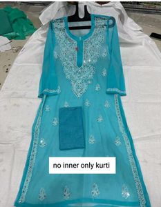 Chikankari Mirror Work Georgette Kurti