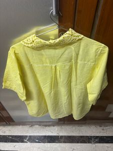 Yellow Embroidered Cotton Shirt