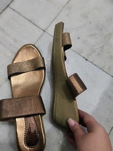 Golden Bronze Slip-On Sandals
