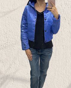 Cool INSTAGRAMABLE Blue Fashion Crop Puffer Jacket