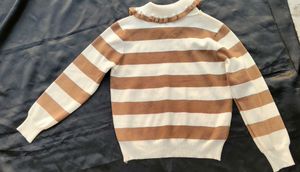 Striped Knit Sweater with Bow Detail