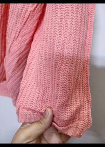 Coral V-Neck Long Sleeve Top