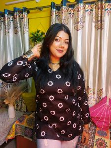 Stylish Black Kurta with White Print