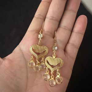 Gold Heart Drop Earrings