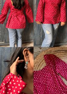 Red Printed Kurta Set