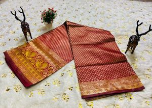 Pure south indian Red &amp; Gold Woven Saree
