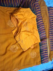 Elegant Mustard Saree with Embellished Border