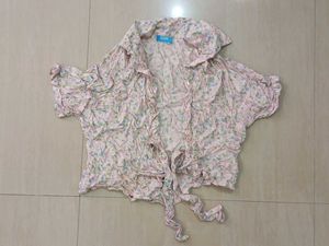 Floral Print Tie-Front Top