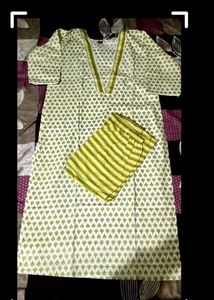 new pure cotton Green Printed Kurta Set
