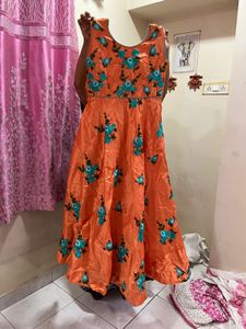Beautiful Orange Floral Gown