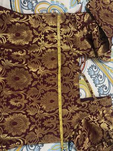 Elegant Brocade Suit - Rich Maroon &amp; Gold