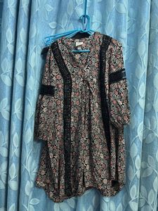 Boho Floral Print Tunic Top