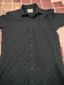 Stylish Black Textured Short Sleeve Shirt