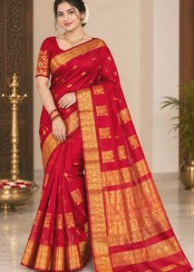 Elegant Red & Gold Silk Saree