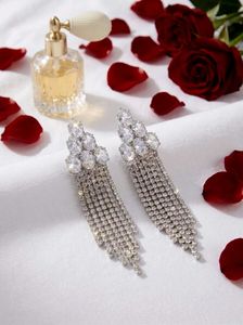 Sparkling Crystal Tassel Drop Earrings