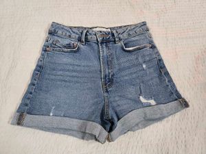 stradivarius High Waisted Denim Shorts waist 30