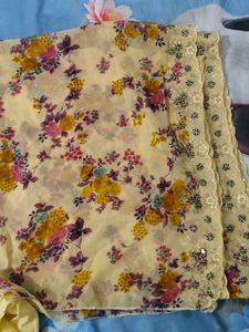 embroidered cream colour salvar suit