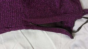 Sparkling Purple Maxi Dress with High Slit