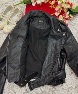 Black Faux Leather Biker Jacket