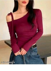 korean Red Top with one shoulder