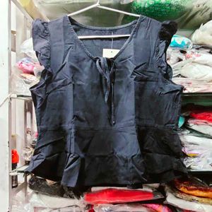 Chic Charcoal Peplum Top with Ruffle Sleeves