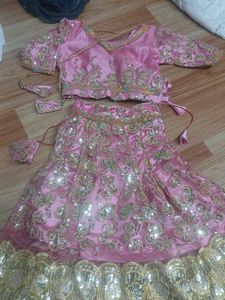 Stunning Pink Embroidered Lehenga Set