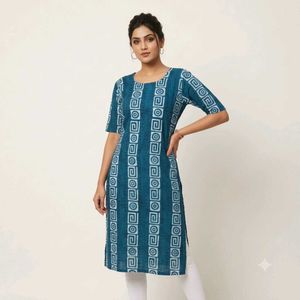 Teal Blue Geometric Print Kurta
