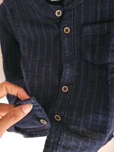 Baby Boys Blue Striped Shirt muslin cotton