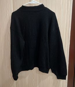 Black Half-Zip Knit Sweater