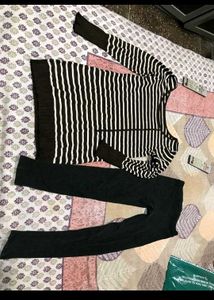 Striped Tunic Top &amp; winters Leggings Set