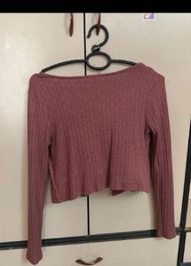 Ribbed Tie-Front Cropped Top