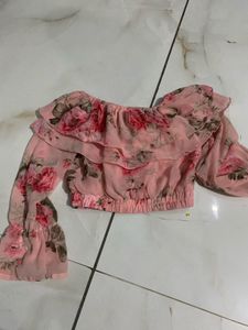 Chic Floral Ruffle Off-Shoulder Top