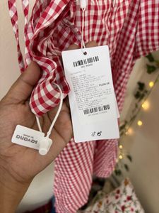 Cute Gingham Off-Shoulder Dress