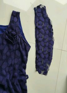 One Piece Dress Navy Blue Polka Dot Net |