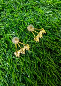 Gold Plated American Diamond Ear Jacket Earrings |