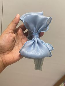 Light Blue Organza Bow Headband
