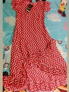 Stylish Red &amp; White Chevron Print Dress