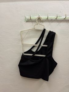 Black One Shoulder Crop Top
