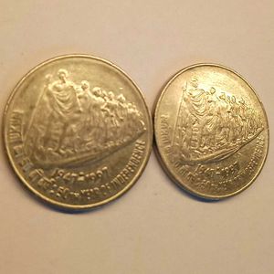 Set Of Two 50 Paise Dandi March Coin