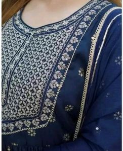 Blue Nyra Cut Embroidery Kurti Set