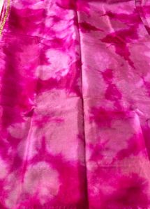 Pink Tie-Dye Organza Silk Saree