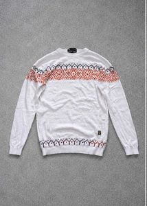 Men's White Geometric Pattern Sweater