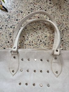 White Studded Tote Bag