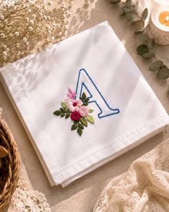 Embroidered Handkerchief with Letter