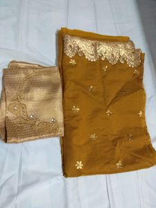 New mustard color saree with blouse